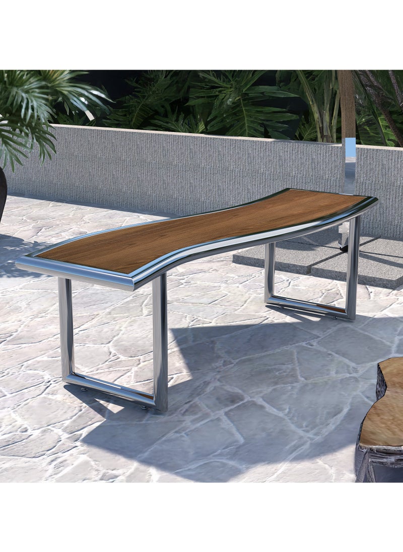 RIGID Stainless Steel Bench with Wooden Top  55x175x40cm  - Image 1