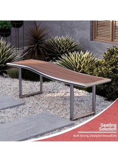 RIGID Stainless Steel Bench with Wooden Top  55x175x40cm  - Image 3