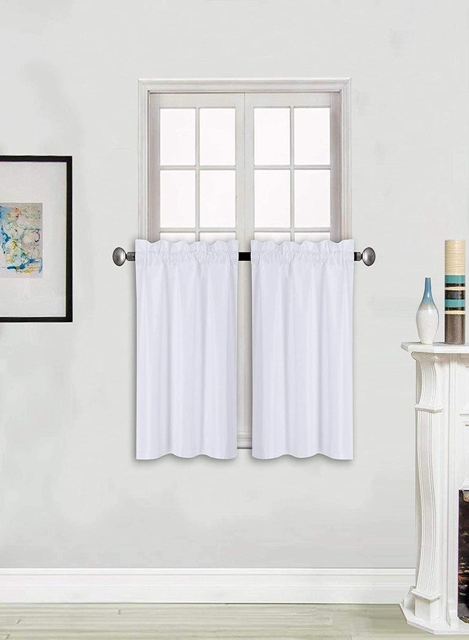 Home Collection 2 Panels 100% Blackout Curtain Set Solid Color with Rod Pocket Short Tier Drapes for Kitchen, Dinning Room, Bathroom, Bedroom,Living Room Window New (58” Wide X 23” Long, White) - Image 1