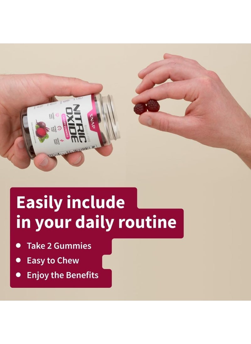 SNAP SUPPLEMENTS - Sugar Free Nitric Oxide Cherry Gummies Supports Cardio Health ,Optimize blood flow ,Promotes natural energy Dietary Supplement 60 Gummies - Image 1