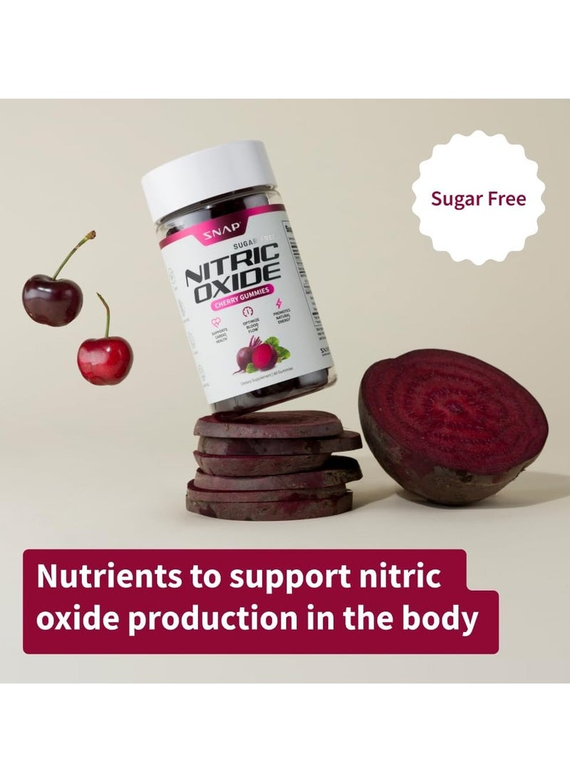 SNAP SUPPLEMENTS - Sugar Free Nitric Oxide Cherry Gummies Supports Cardio Health ,Optimize blood flow ,Promotes natural energy Dietary Supplement 60 Gummies - Image 1