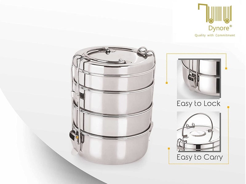 Dynore Stainless Steel 4 Tier Tiffin/Lunch Box- Set of 2 - Image 4