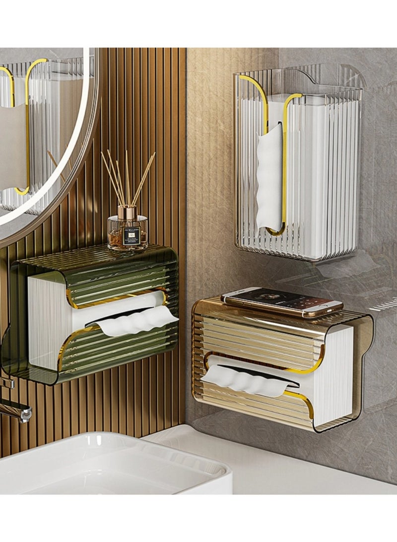 Wall Mounted Tissue Box Holder,Clear Paper Organizer Dispenser,Large Tissue Storage Box for Kitchen,Bathroom,Home, Office - Image 2