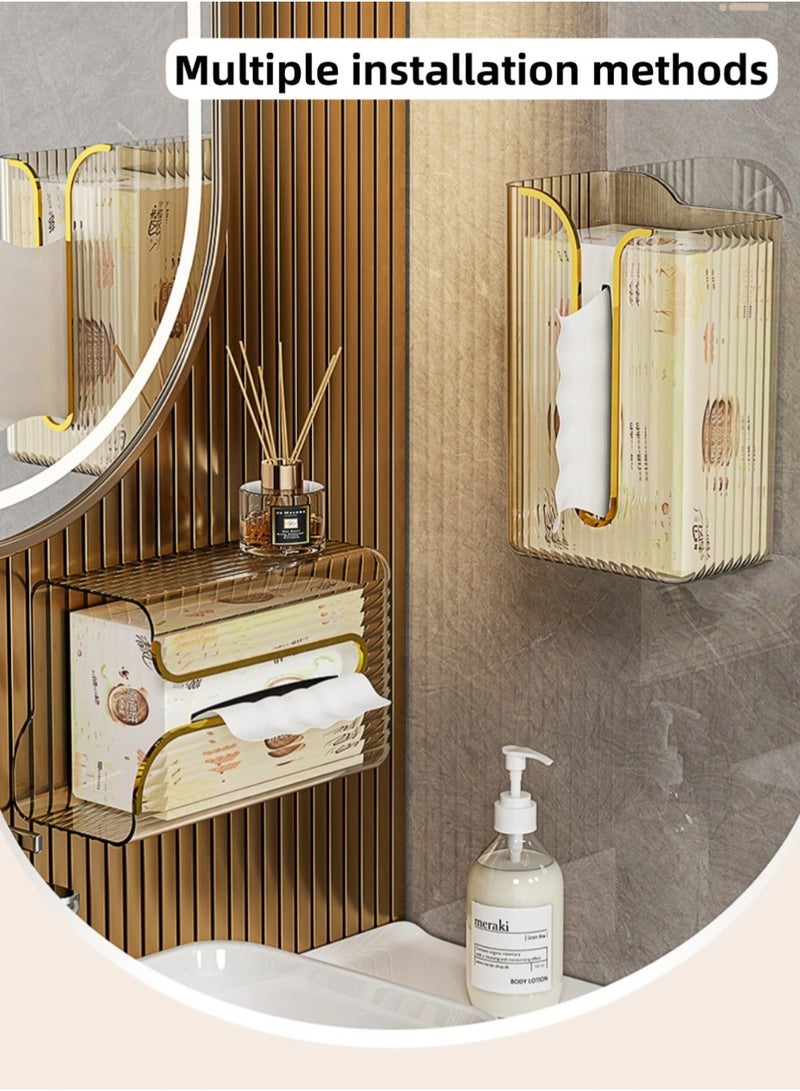 Wall Mounted Tissue Box Holder,Clear Paper Organizer Dispenser,Large Tissue Storage Box for Kitchen,Bathroom,Home, Office - Image 3