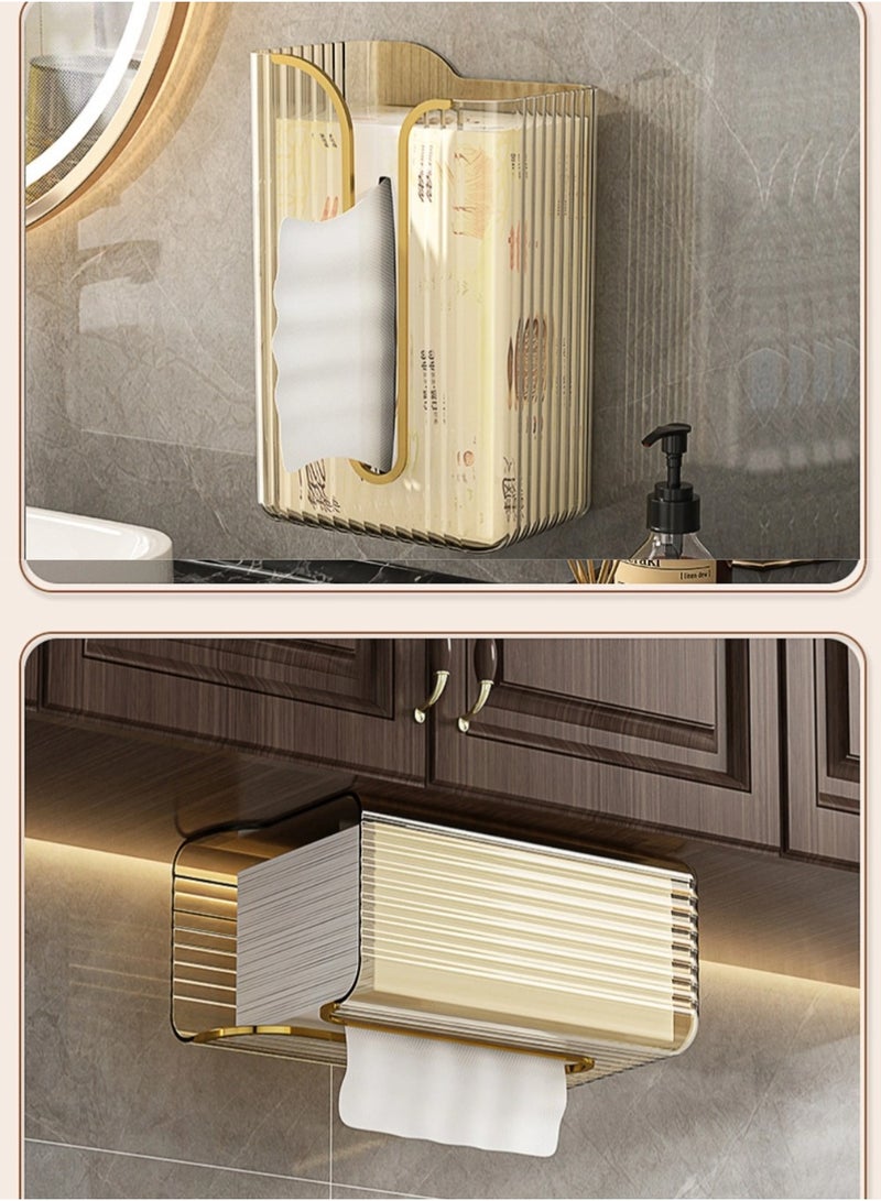 Wall Mounted Tissue Box Holder,Clear Paper Organizer Dispenser,Large Tissue Storage Box for Kitchen,Bathroom,Home, Office - Image 4