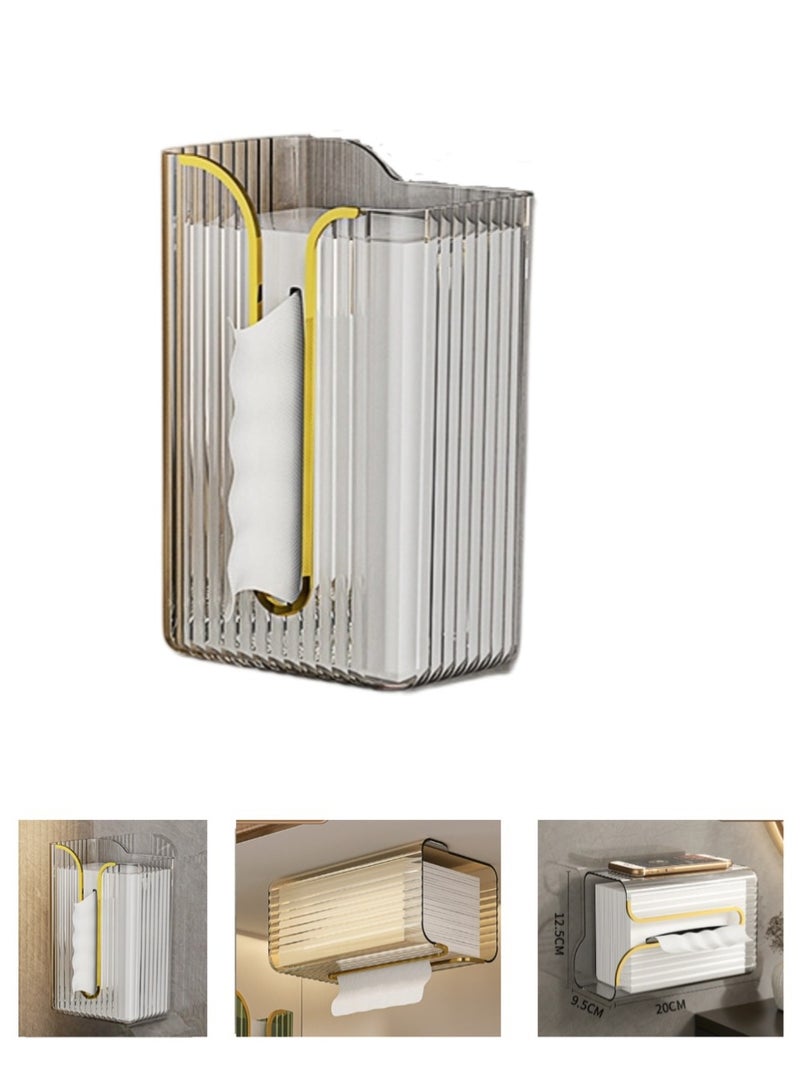 Wall Mounted Tissue Box Holder,Clear Paper Organizer Dispenser,Large Tissue Storage Box for Kitchen,Bathroom,Home, Office - Image 1