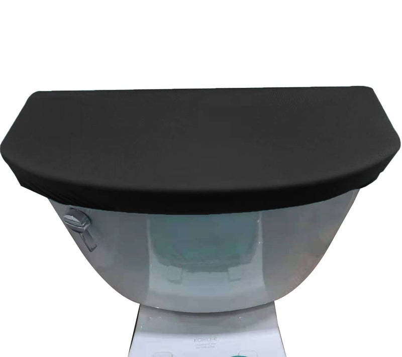 Madeals Velvet Toilet Tank Lid Cover Fabric Cover for A Lid Toilet Tank Black - Image 3