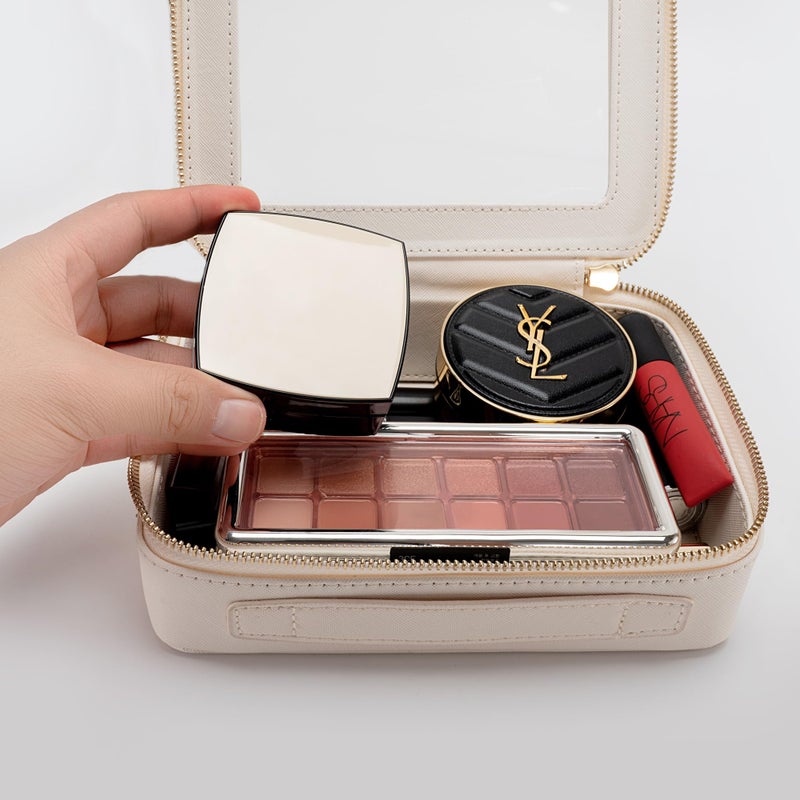 Aveniee Clear Makeup Bag Cosmetic Organizer Case, Waterproof Travel Toiletry Bag for Women, Skincare Pouch Car Organizer Bag with Gold Zippers(White) - Image 3