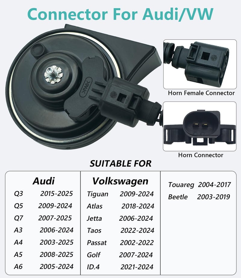 NEOGET Car Horn for Audi/Volkswagen, Multifunction Loud High Low 2 Tone Auto Horn, Waterproof 128dB (Replacement for Audi/VW) - Image 4