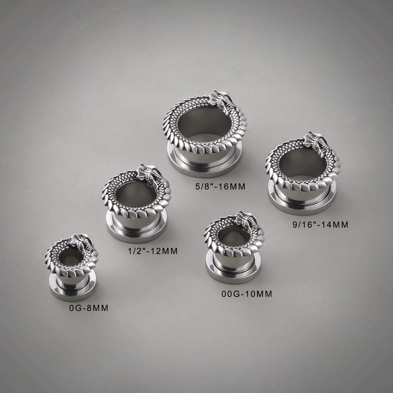 COOEAR Gauges for Ears, Dragon Steel Tunnels Flesh Earring, Stainless Steel Stretchers 2G. - Image 5