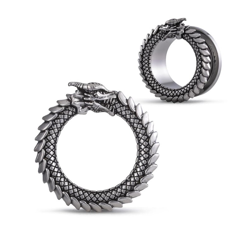 COOEAR Gauges for Ears, Dragon Steel Tunnels Flesh Earring, Stainless Steel Stretchers 2G. - Image 1