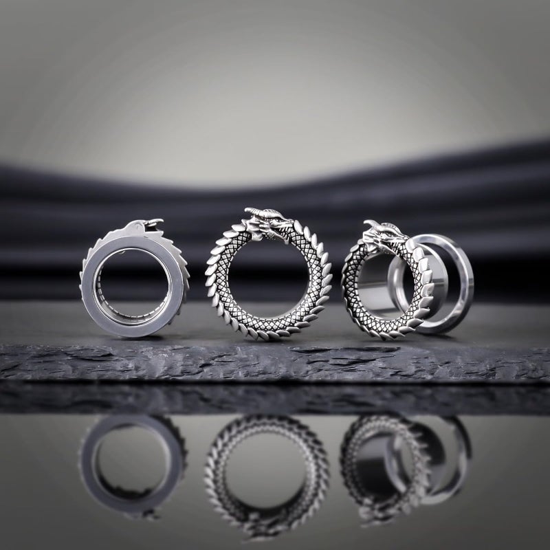 COOEAR Gauges for Ears, Dragon Steel Tunnels Flesh Earring, Stainless Steel Stretchers 2G. - Image 2