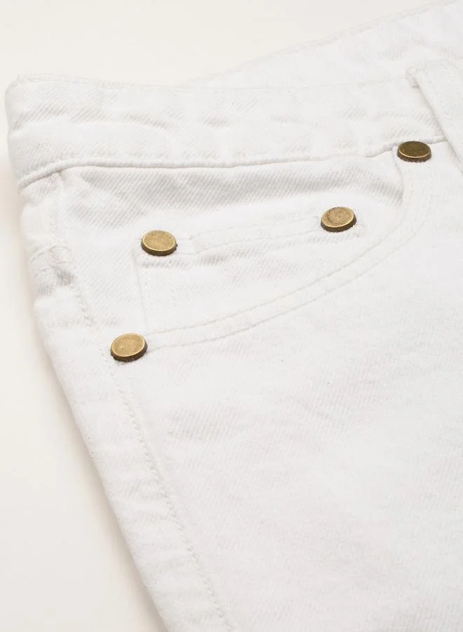 Take Two White Women High Rise Straight Fit Jeans By Bene Kleed for Women | Best Price UAE