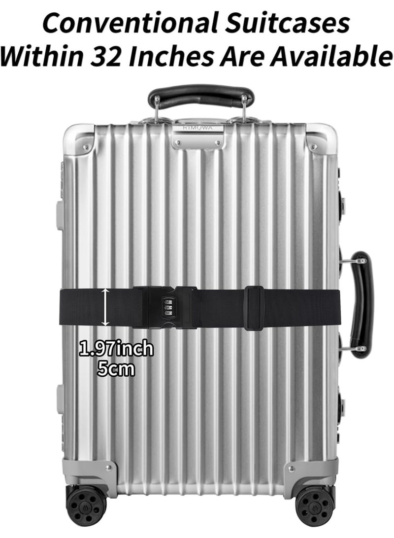 Meetion 2Pcs Luggage Straps for Suitcases, Suitcases Belt with 3-Digit Combination Password Lock, Adjustable Travel Packing Belt Secure Lockable Suitcase Straps with Resettable Code Lock, Black - Image 2