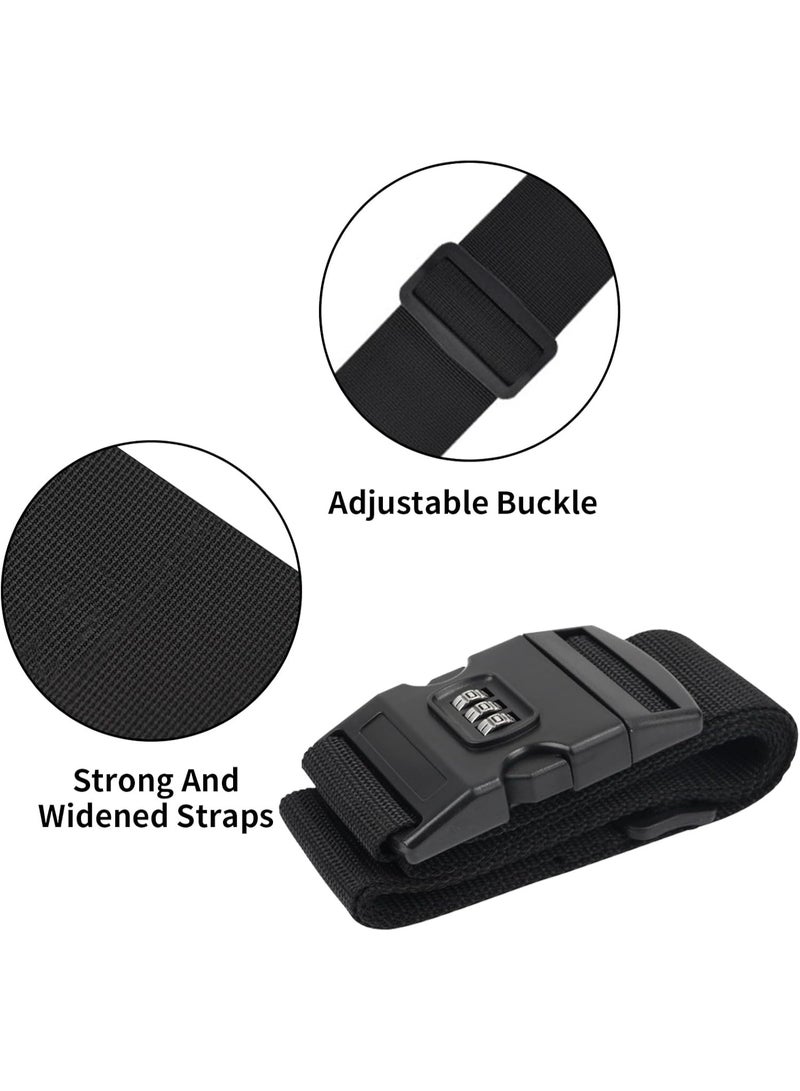 Meetion 2Pcs Luggage Straps for Suitcases, Suitcases Belt with 3-Digit Combination Password Lock, Adjustable Travel Packing Belt Secure Lockable Suitcase Straps with Resettable Code Lock, Black - Image 3