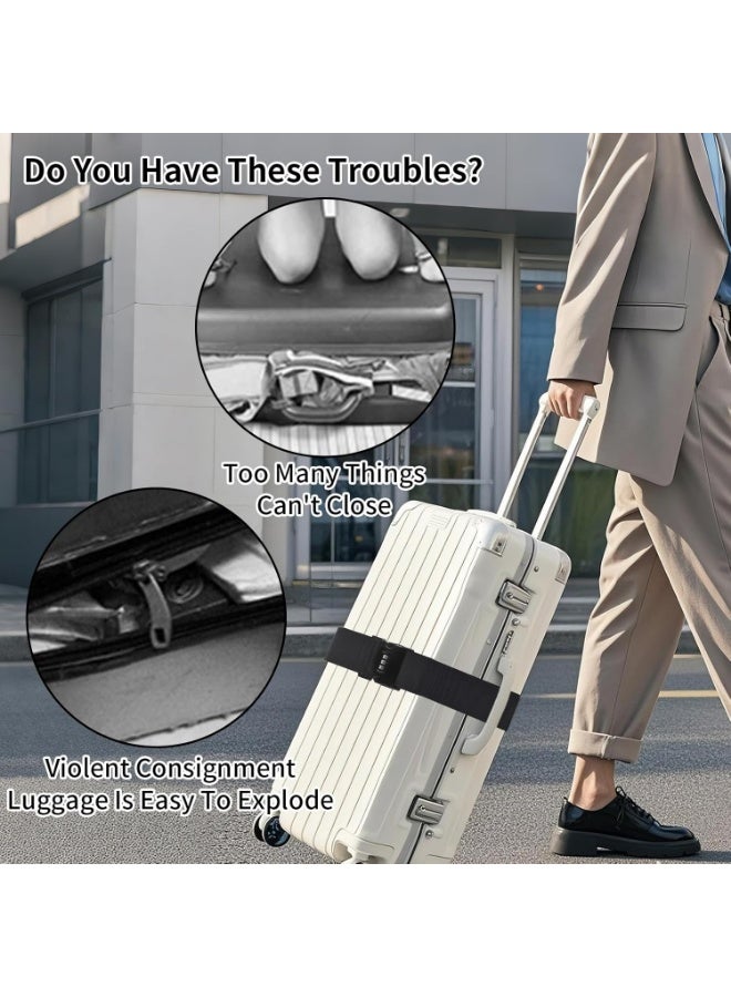 Meetion 2Pcs Luggage Straps for Suitcases, Suitcases Belt with 3-Digit Combination Password Lock, Adjustable Travel Packing Belt Secure Lockable Suitcase Straps with Resettable Code Lock, Black - Image 5