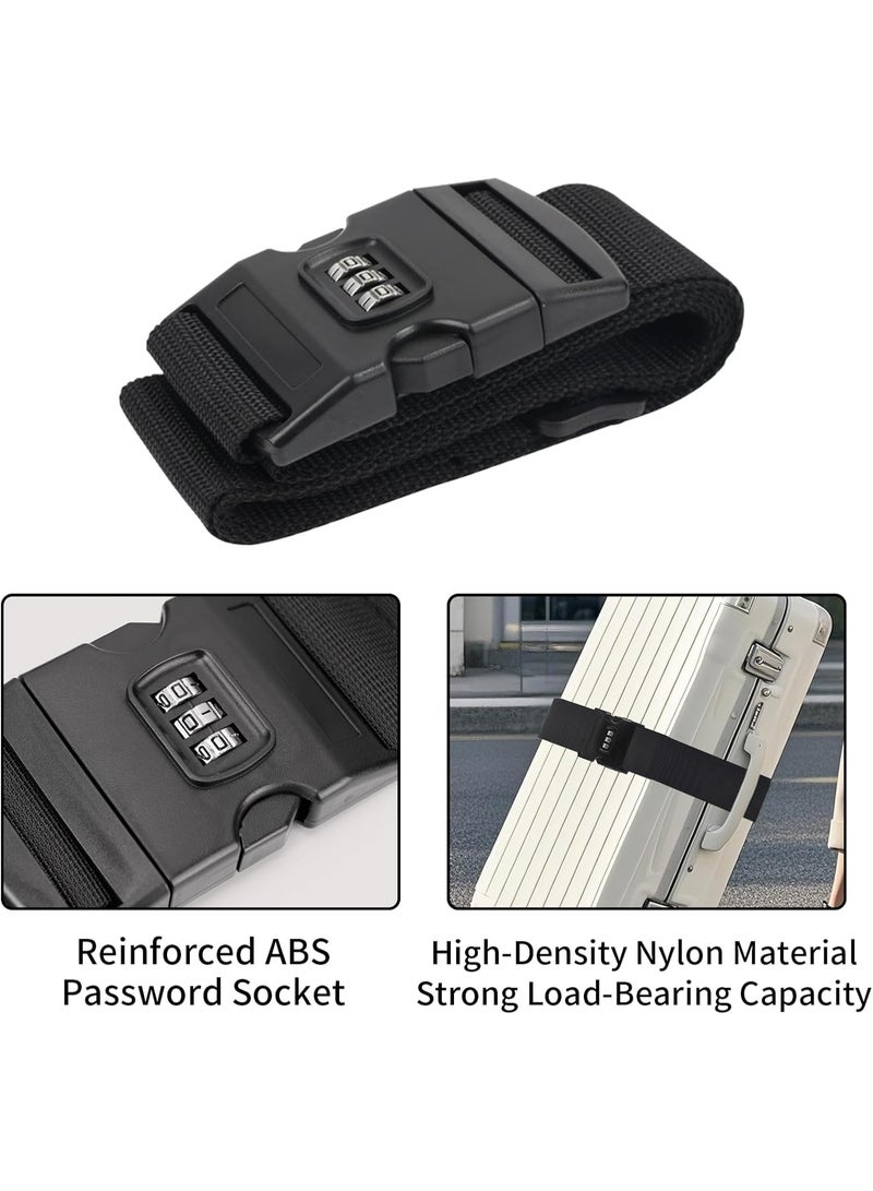 Meetion 2Pcs Luggage Straps for Suitcases, Suitcases Belt with 3-Digit Combination Password Lock, Adjustable Travel Packing Belt Secure Lockable Suitcase Straps with Resettable Code Lock, Black - Image 4