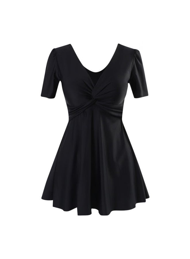 Dkdk One-piece Swimsuit For Women, New High-end Style, Plus Size, Flattering For Curvy Girls, Suitable For Hot Springs, Black, XL - Image 3