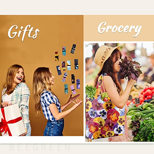 BeeGreen Large Flower Tote Bag - 12 Pack Heavy Duty Reusable Grocery Bags and Foldable Shopping Bags for Groceries, Cute Travel Reusable Gifts,Lightweight Washable Cloth Bag With Handles for Women​ - Image 5