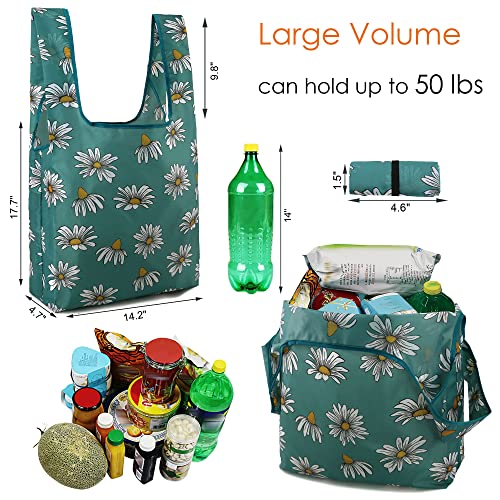 BeeGreen Large Flower Tote Bag - 12 Pack Heavy Duty Reusable Grocery Bags and Foldable Shopping Bags for Groceries, Cute Travel Reusable Gifts,Lightweight Washable Cloth Bag With Handles for Women​ - Image 2