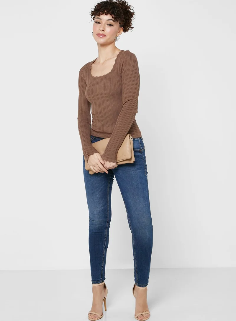 VERO MODA Square Neck Knitted Sweater