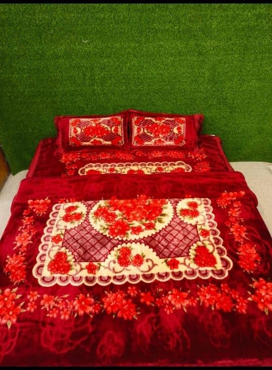 WINSTON HOME WINSTON HOME Digital Print Bridal Wedding Bedding Set 4 Pieces Cloudy Design with Blanket Bedsheet 2 Pillow Covers and Fancy Bag Multicolor4 