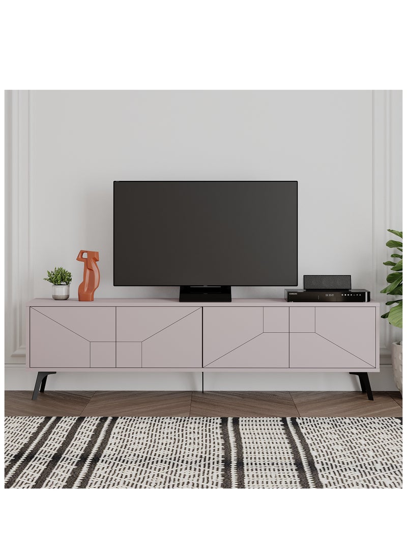 موراه حامل تلفزيون موراه هوم ديون، مناسب لأجهزة تلفزيون حتى ٧٠ بوصة | خزانة تلفزيون عصرية بأربعة أبواب | وحدات تلفزيون عصرية لغرفة المعيشة | خزانة تخزين | ١٨٠×٢٩٫٦×٥٠ سم | لون موكا فاتح - Image 1