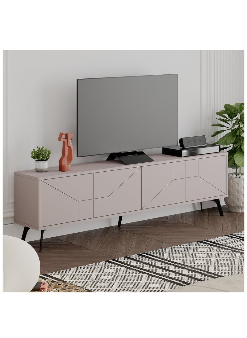 موراه حامل تلفزيون موراه هوم ديون، مناسب لأجهزة تلفزيون حتى ٧٠ بوصة | خزانة تلفزيون عصرية بأربعة أبواب | وحدات تلفزيون عصرية لغرفة المعيشة | خزانة تخزين | ١٨٠×٢٩٫٦×٥٠ سم | لون موكا فاتح - Image 2