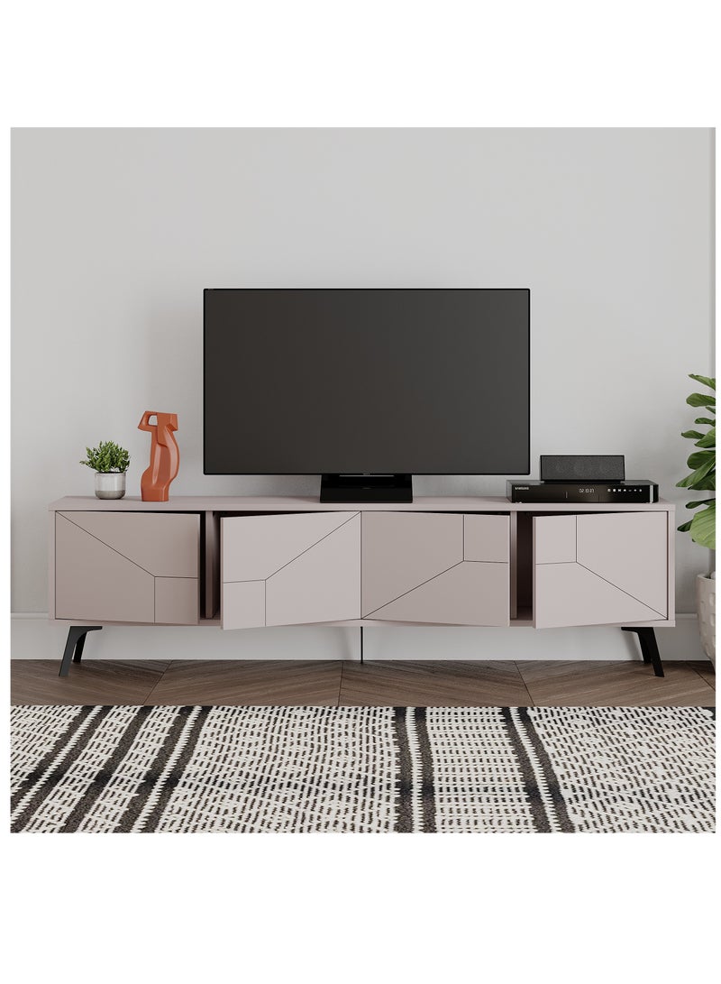 موراه حامل تلفزيون موراه هوم ديون، مناسب لأجهزة تلفزيون حتى ٧٠ بوصة | خزانة تلفزيون عصرية بأربعة أبواب | وحدات تلفزيون عصرية لغرفة المعيشة | خزانة تخزين | ١٨٠×٢٩٫٦×٥٠ سم | لون موكا فاتح - Image 3