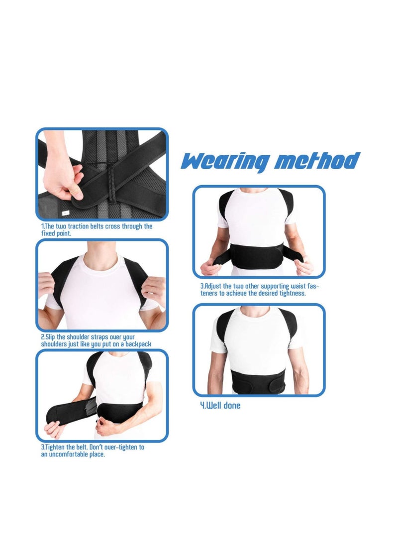 AS SEEN ON TV Adjustable Upper Back Brace Neck Back and Shoulder Pain Relief Posture Corrector Support Large - Image 2