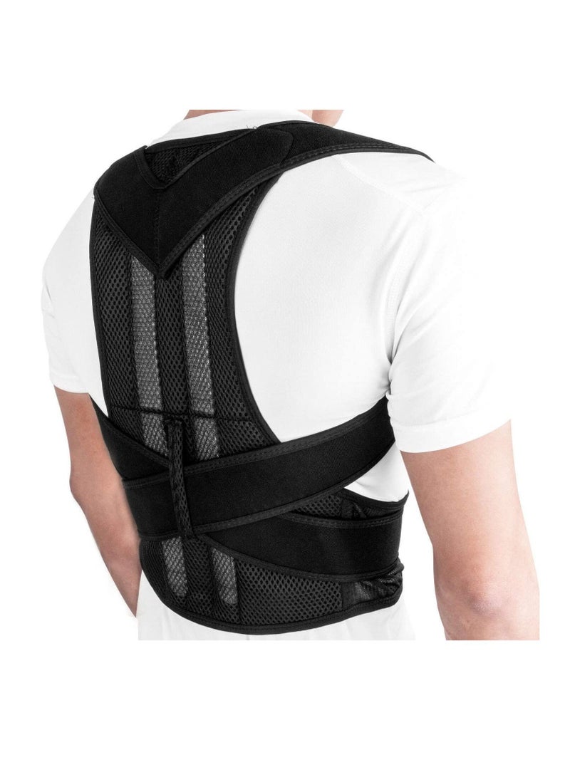 AS SEEN ON TV Adjustable Upper Back Brace Neck Back and Shoulder Pain Relief Posture Corrector Support Large - Image 1