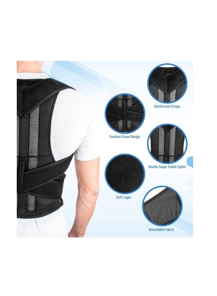 AS SEEN ON TV Adjustable Upper Back Brace Neck Back and Shoulder Pain Relief Posture Corrector Support Large - Image 4
