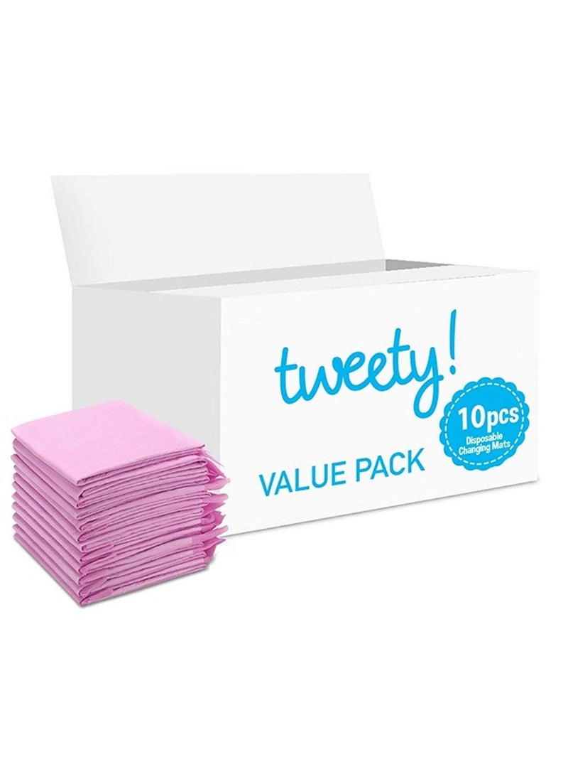 Tweety Disposable Changing Mats, 10 Counts, Soft Waterproof Mat, Portable Leak Proof Changing Mat, New Mom Leak-Proof Under pad, Mattress Table Protector Pad  - Image 1