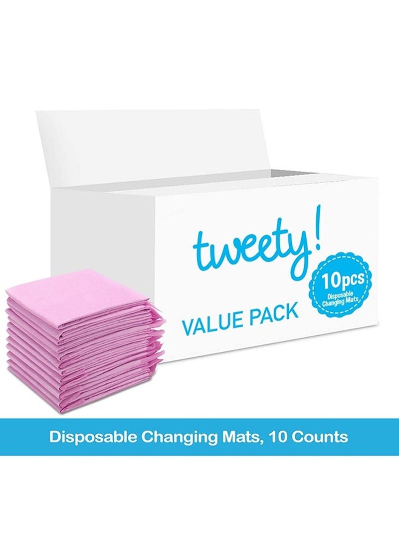 Tweety Disposable Changing Mats, 10 Counts, Soft Waterproof Mat, Portable Leak Proof Changing Mat, New Mom Leak-Proof Under pad, Mattress Table Protector Pad  - Image 2