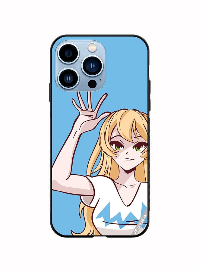 VR CREATIVE Protective Case Cover For Apple iPhone 13 Pro Anime Girl Waving Hand Design Multicolour - Image 1