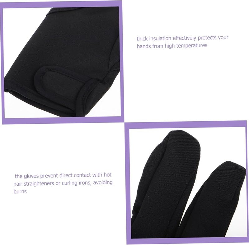 قفازات حلاقة معزولة بثلاثة أصابع لتسريح الشعر وتجعيده وتنعيمه، لليد اليسرى، باللون الأسود - Image 4