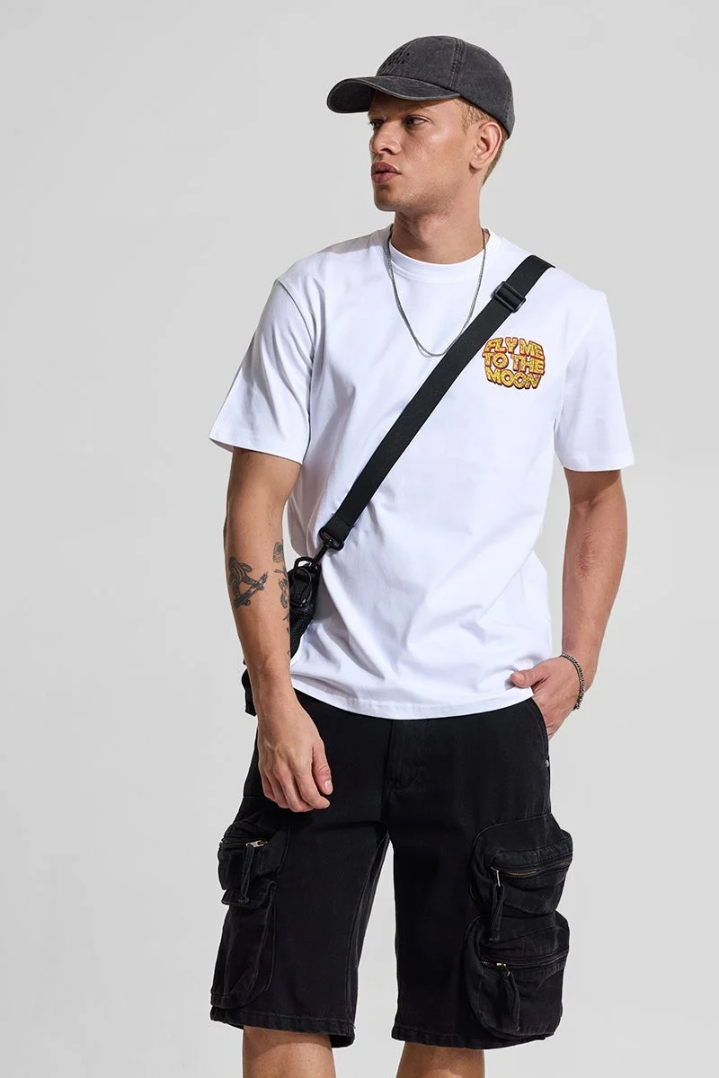 SNITCH Fly Me White Regular Fit T-Shirt