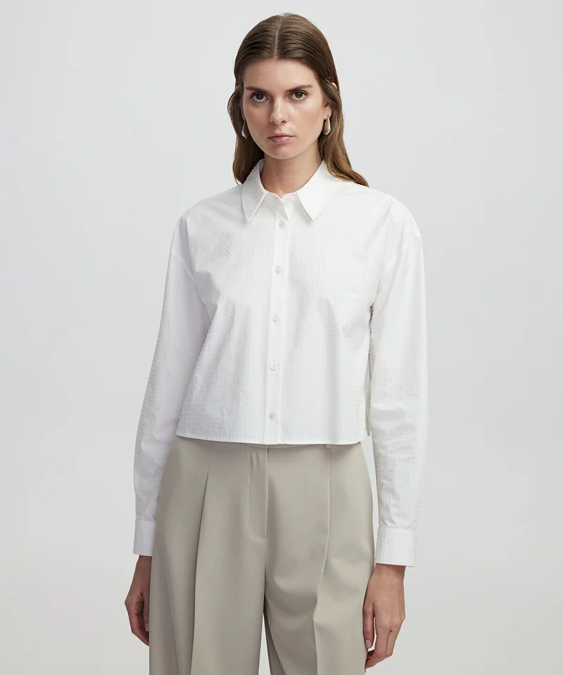 ابيكول Rhinestone Poplin Shirt