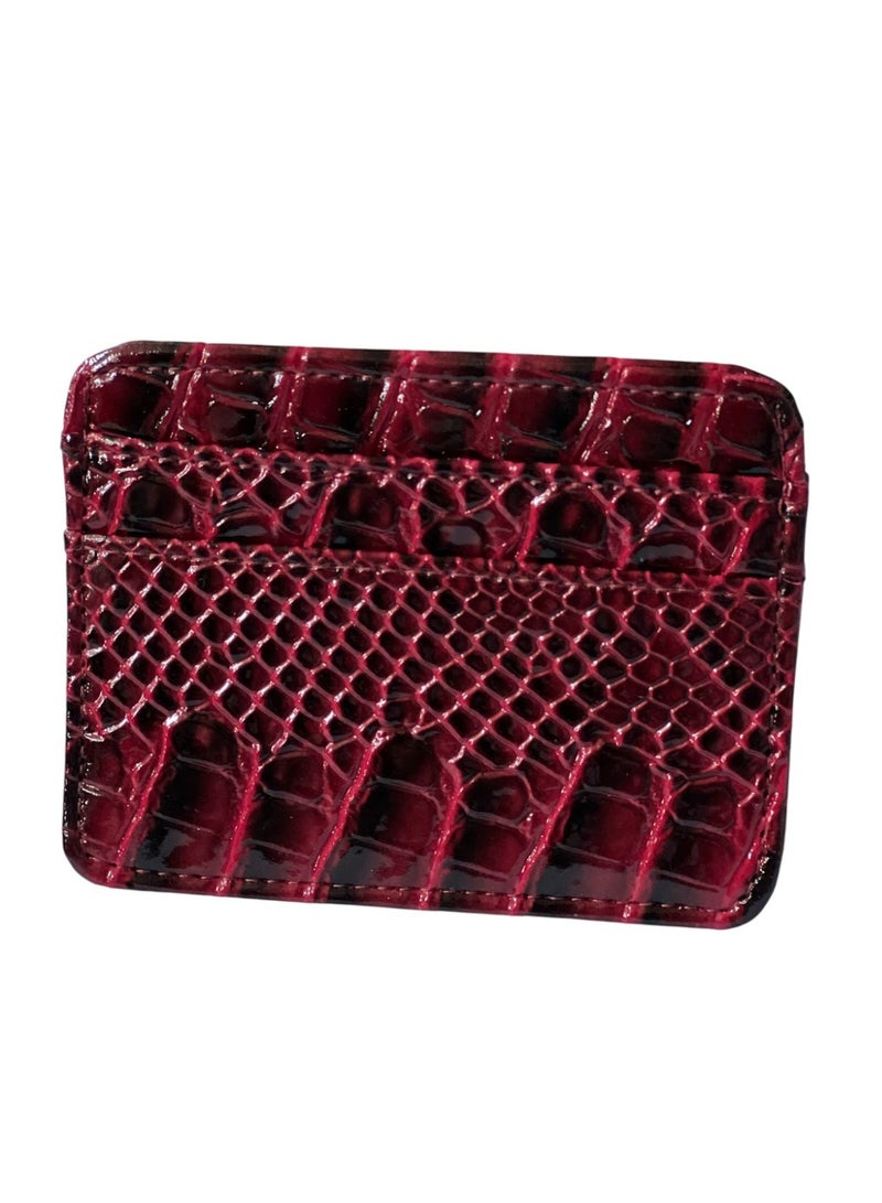 Glossy leather card holder wallet, for women from MA – Dark Red - Image 2