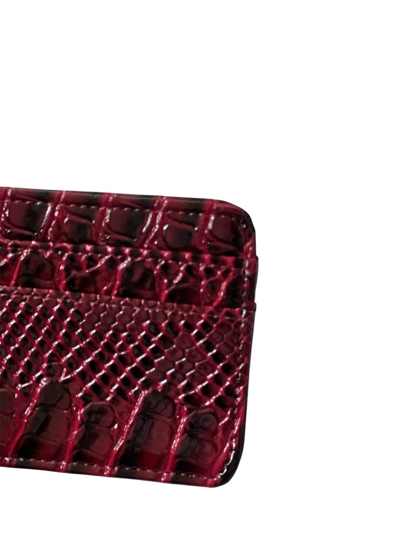 Glossy leather card holder wallet, for women from MA – Dark Red - Image 3