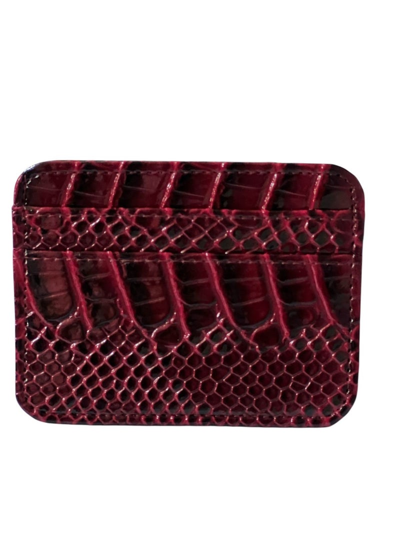Glossy leather card holder wallet, for women from MA – Dark Red - Image 1