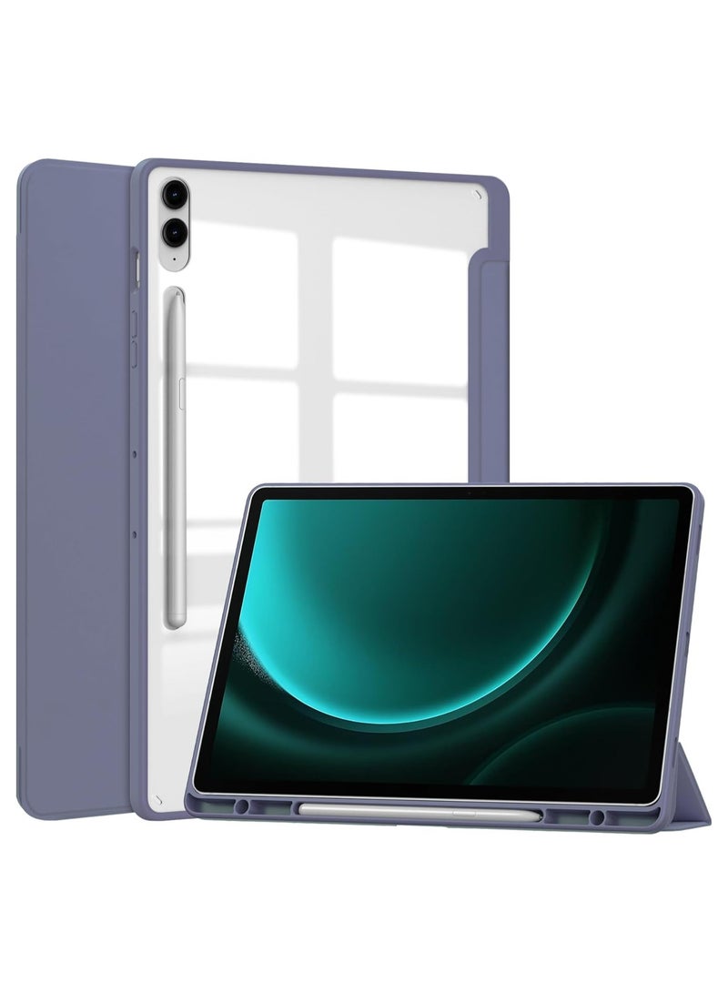 VKL Hybrid Slim Case for Samsung Galaxy Tab S9 FE 10.9 Inch/Galaxy Tab S9 11 Inch 2023, Ratesell Shockproof Cover with Clear Transparent Back Shell, with S Pen Holder Lilac Lavender - Image 1