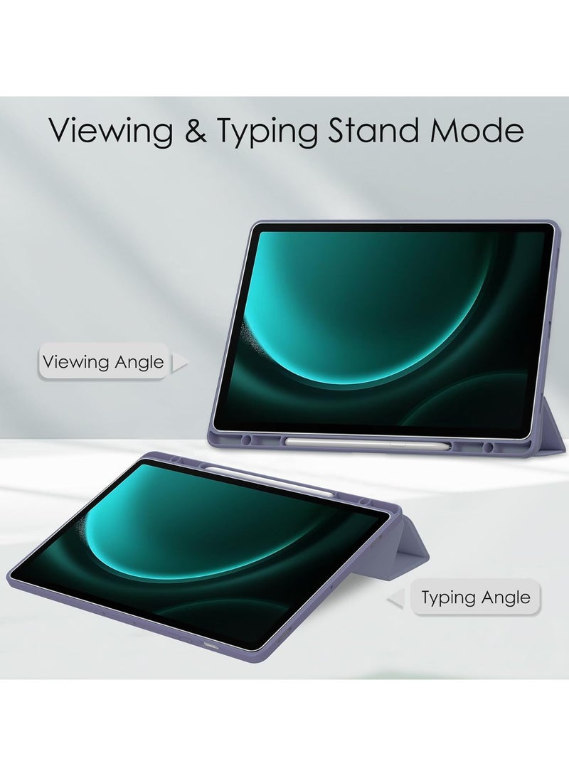 VKL Hybrid Slim Case for Samsung Galaxy Tab S9 FE 10.9 Inch/Galaxy Tab S9 11 Inch 2023, Ratesell Shockproof Cover with Clear Transparent Back Shell, with S Pen Holder Lilac Lavender - Image 3