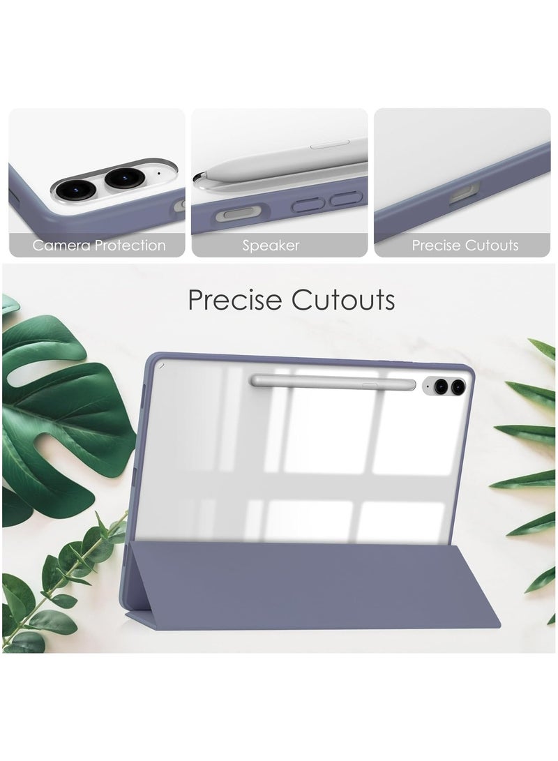 VKL Hybrid Slim Case for Samsung Galaxy Tab S9 FE 10.9 Inch/Galaxy Tab S9 11 Inch 2023, Ratesell Shockproof Cover with Clear Transparent Back Shell, with S Pen Holder Lilac Lavender - Image 4