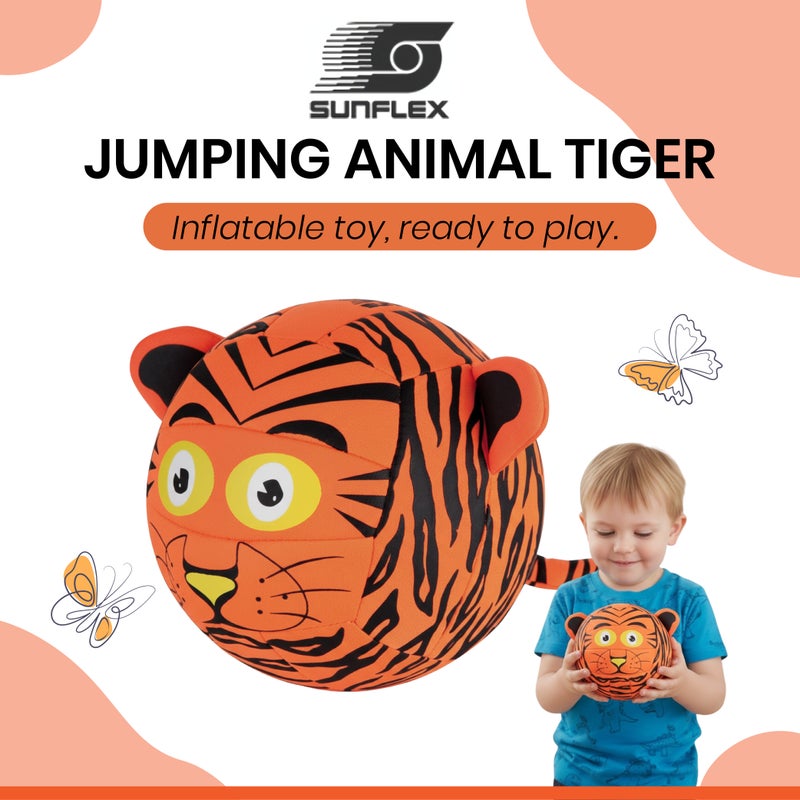 صنفليكس لعبة الحيوانات القافزة للأطفال صن فليكس شكل النمر | لعبة قفز قابلة للنفخ للاستخدام الداخلي والخارجي - Image 2