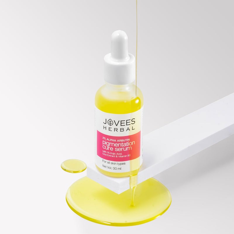 Jovees Herbal 2 Alpha Arbutin Pigmentation Cure Serum With 1 Kojic Acid Cica Extract Vitamin B3 Reduces Blemishes Improves Skin Texture Brightens Skin For All Skin Types 30 ml - Image 2