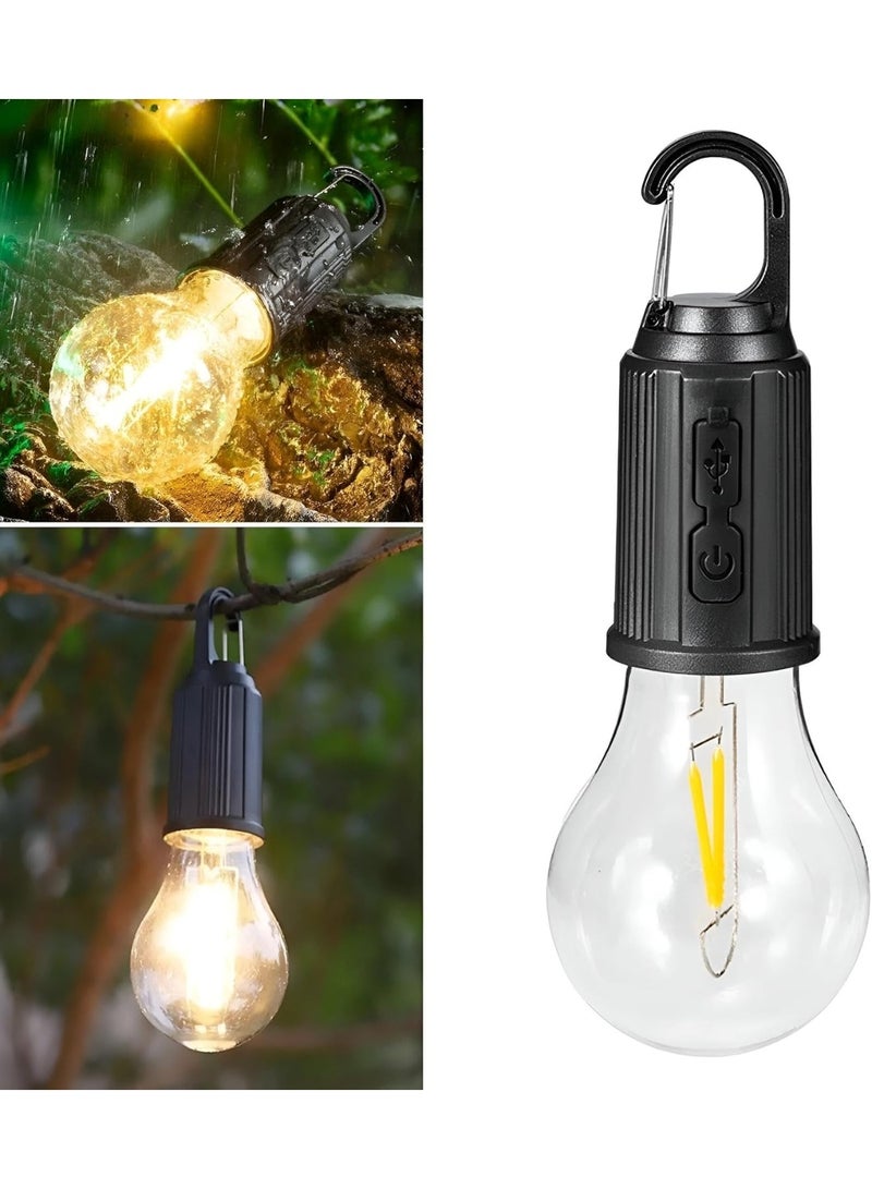 مصباح تخييم LED متعدد الأوضاع - مصباح يدوي محمول مقاوم للماء للخيمة، والمشي لمسافات طويلة، والأنشطة الخارجية، والفناء الخلفي، والاستخدام في حالات الطوارئ - قابل لإعادة الشحن عبر منفذ USB، موفر للطاقة، يعمل بالبطارية - مع 3 أوضاع إضاءة - Image 1