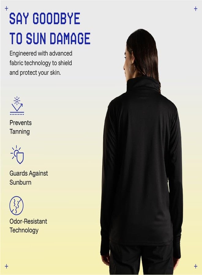 BLUE TYGA Sunscreen Standard Length Jacket Women's Travel Nylon Solid Plain Sports Summer Gym Workout Running Travel Trekking And Sunscreen Jacket For Women Nylon Winter Casual Wear, Black, Medium - Image 4
