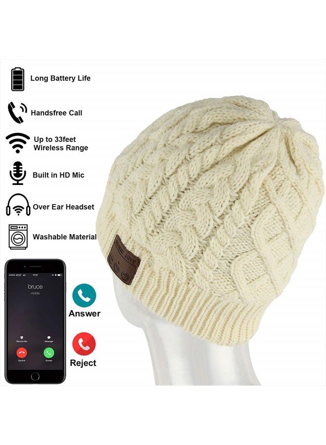 FashionLive Wireless Beanie Hat Women Beanie Headphones V5.0 Wireless Beanie Headset Winter Cap Stereo Over Ear Music Handsfree Outdoor Sports Earphones with Mic Speaker Unisex Men Boys Girls Gifts  - Image 4
