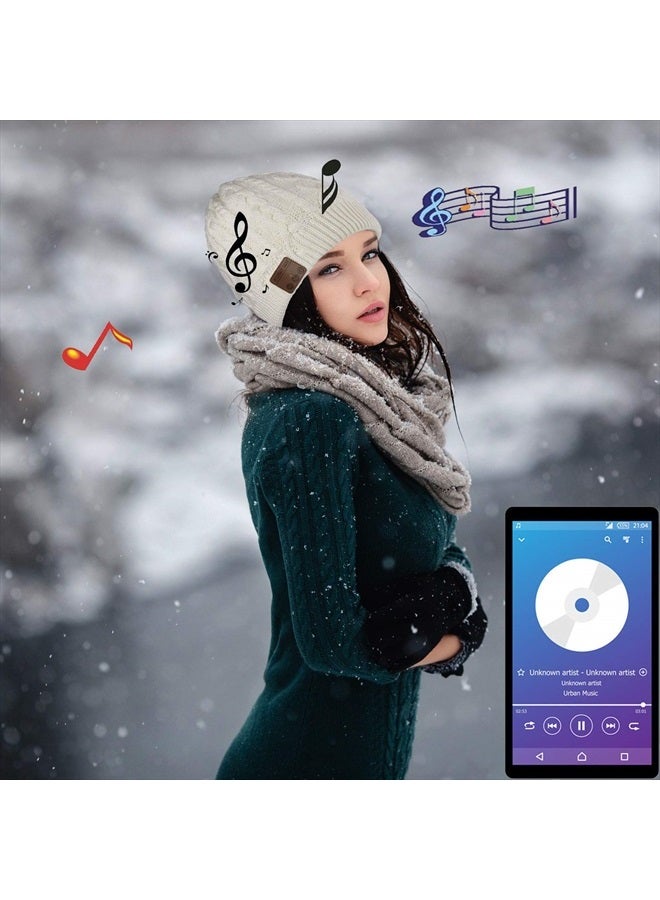 FashionLive Wireless Beanie Hat Women Beanie Headphones V5.0 Wireless Beanie Headset Winter Cap Stereo Over Ear Music Handsfree Outdoor Sports Earphones with Mic Speaker Unisex Men Boys Girls Gifts  - Image 2